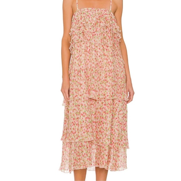 Something Navy Dresses & Skirts - NWOT Something Navy Pink Floral Tiered Midi Dress